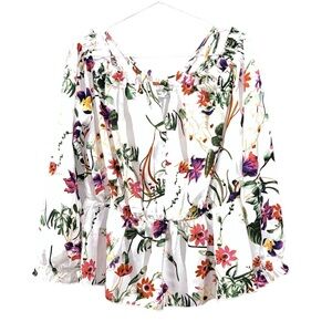 Dex Off-the-Shoulder White Floral Top - Size Medium